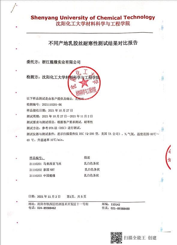 不同产地乳胶丝耐寒性测试结果对比报告